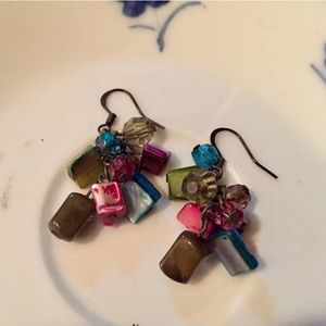 Multicolor Glass/Crystal Beaded Dangle Earrings